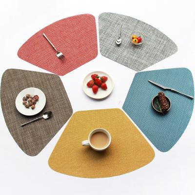 China Solid Color Table Mat Hotel Style Helix Shaped Woven European PVC Heat Insulation Pad Bowl Mat Household Viable for sale