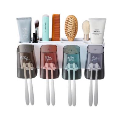 China 2021 Viable Whole Set Toothbrush Holder Toothpaste Dispenser Toothbrush Storage Box Bathroom Toothbrush Holder for sale