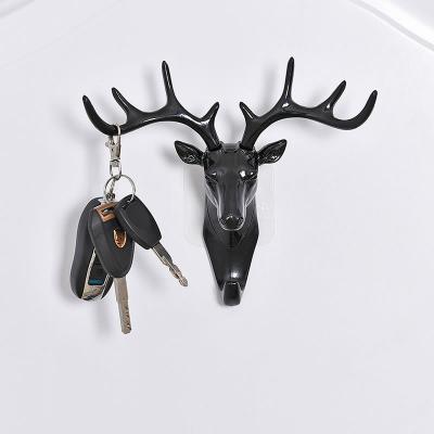 China Three-dimensional American creative personality viable deer head decoration wall antlers hook sticky hook for sale