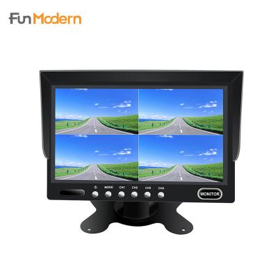 China Quad Screen Truck 7inch Rear View Quad Monitor Car Reverse 4 Split Video Monitor With DC24V for sale