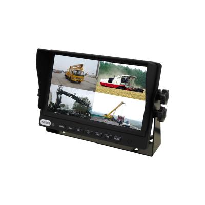 China Quad Image Truck Heavy Duty Vehicle 7inch 4ch Video In Quad Rearview Car Monitor Bus Parking CCTV Display for sale