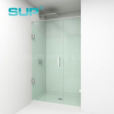 China Modern Offset Wall Mount Glass To Wall Brass Hinge Frameless Shower Screen for sale