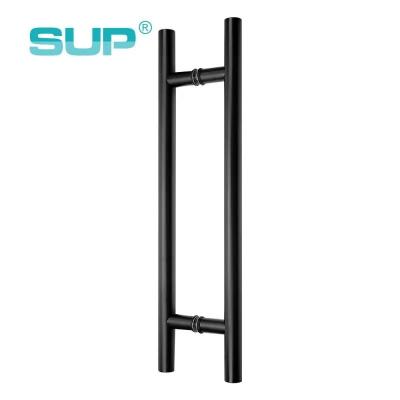 China Modern Interior Black Glass Stainless Steel Shower Door Pull Handles for sale