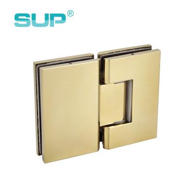 China Modern Adjustable 180 Degree Glass To Glass Natural Brass Hinge For Shower Door for sale