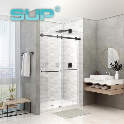 China Modern Guangdong Made North America Style 304 Frameless Stainless Steel 10*40 Mm Rectangular Double Enclosure Sliding Shower Door Hardware for sale