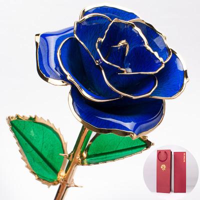 China Long Lasting Hot Sale Product Stem Preserved Flower 24K Gold Plated Rose Romantic Anniversary Valentines Day Gifts For Her for sale