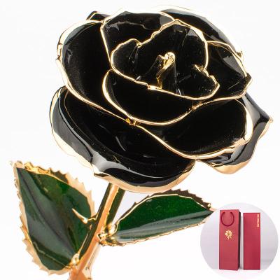 China Amazon Top Selling Luxury Product Forever Preserved Long Stem Real Rose Dipped Rose Flower 24k Gold For Anniversary Birthday for sale