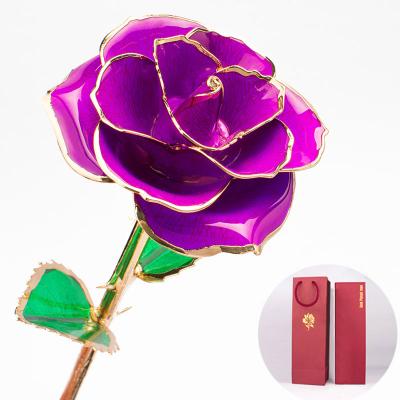 China Wholesale Durable 24k Gold Dipped Rose Long Stem Red Gold Plated Rose For Birthday Day Graduation Thanksgiving Day for sale