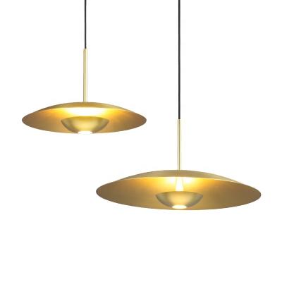 China Savia Modern Nordic Brass Copper Round LED Chandelier Hanging Pendant Lights Dish Design Decoration Ceiling Suspension Lamp For Dining for sale