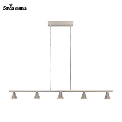 China Savia 5 Heads Modern Nordic Style Chandelier Pendant Light GU10 LED 5x6W Solid Brass Brushed Suspended Ceiling Lamp for Kitchen for sale