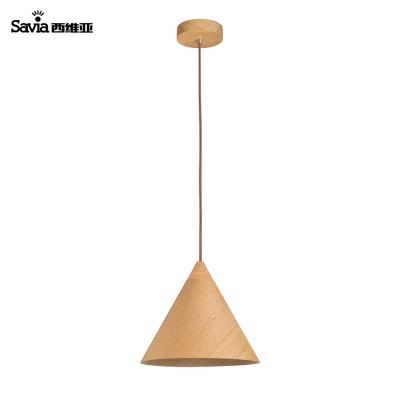 China Triangle Simple Style Savia Modern Triangle Shape Led Solid Wood E27 Suspended Lamp Wood Ceiling Chandelier Hanging Pendant Light for sale