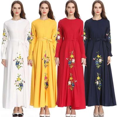 China Breathable Long Sleeve Elegant Women Dress With Belt Plus Size Maxi Dress Casual Wear for sale