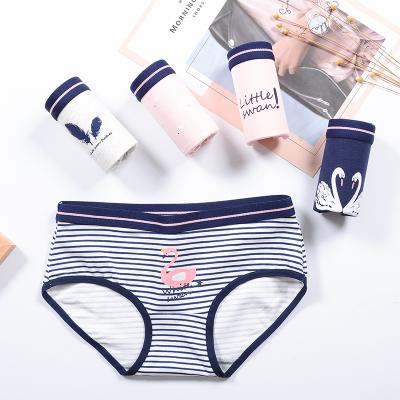 China Fashion Antibacterial Girl Cotton Stripe Underwear M-2XL Underwear Ladies Cotton Stripe Sexy Cute Panties for sale