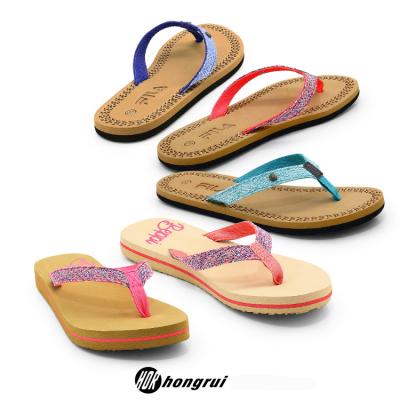 China Fashion Cushioning Strips Colorful Rainbow Foam Eva Logo Flip Flop Massage Sandal Customized Flip Flops Beach Sandals For Woman for sale