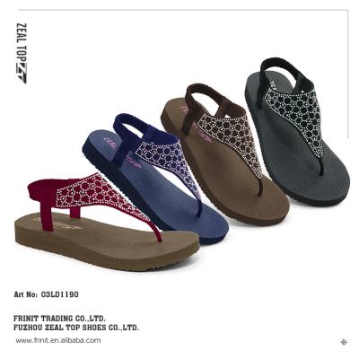 China Summer Light Women Fashion Colorful Crystal Flip Flop Glitter Straps Wedges Flip Flop Sandals Rhinestone Custom With Logo for sale