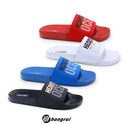 China Light Factory Wholesale Customizable Slippers Printing Custom Logo Non Slip EVA Injection Soft Foam Slide Slipper Man for sale