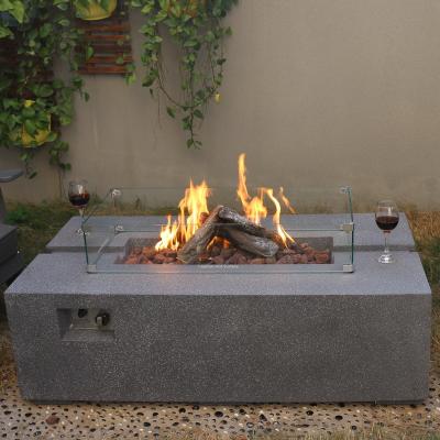 China Rectangle Stocked 48 Inch Hot Sale MgO Gas Fire Pit Table for sale