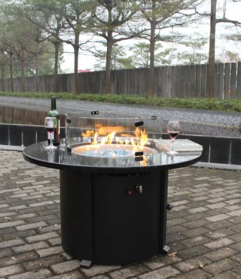 China Granite Top With Aluminum Base Round Top 42 Inch Granite Fire Pit Table With Single Ring Firepit Burner, 55000 Btu. for sale