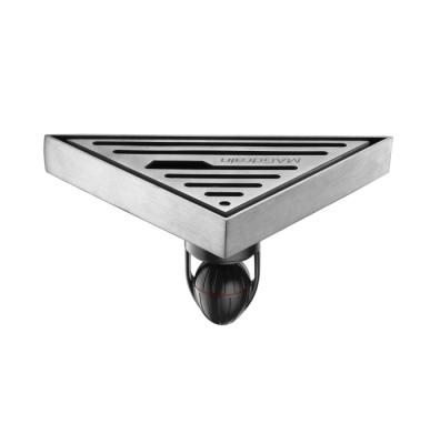 China MAGdrain Modern Magnetic Stainless Steel Classic Triangular Brushed For Bathroom Deodorization Floor Trap Insect-Resistant Drain for sale