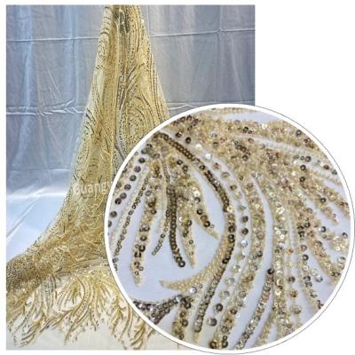 China Sustainable Attractive Design Embroidered Fabric Lace Fabric For Wedding For Bridal for sale