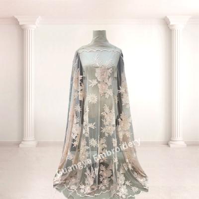 China Sustainable Hot Selling Embroidered Fabric 3D Flower Lace Embroidered Fabric For Women GY981 for sale