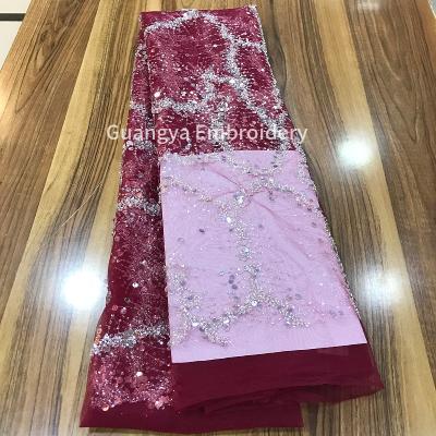 China Sustainable Wholesale Sequin Fabric African Lace Fabric For Clothes for sale