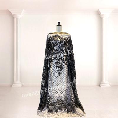 China Sustainable Reliable Reputation Beaded Lace Fabric Embroidered Tulle Fabric For Party for sale