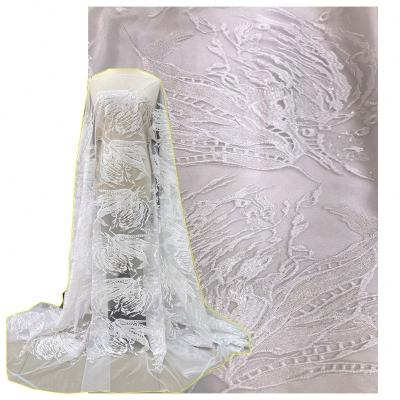 China Viable newcomer net lace with fabric beadwork for weeding dress for sale