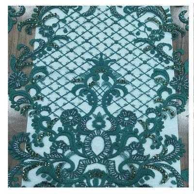 China Sustainable Luxury Designer Wedding Beaded Embroidery Lace Fabric for sale