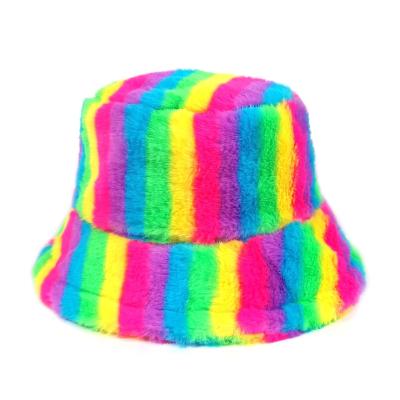 China 2021 High Quality Custom Comfort Command Bucket Hat Breathable With Furry Rainbow Straps for sale