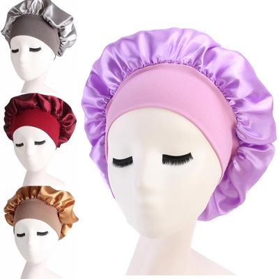 China Soft Smooth Feeling Women's Sleep Cap Hair Care Hood Sleep Cap Sleep Cap Satin Striped Hats For Women for sale