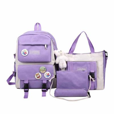 China New Korean Schoolbag Waterproof Girls Fancy Set Designer Four-piece Oxford Waterproof Material Backpack Backpacks Backpack for sale