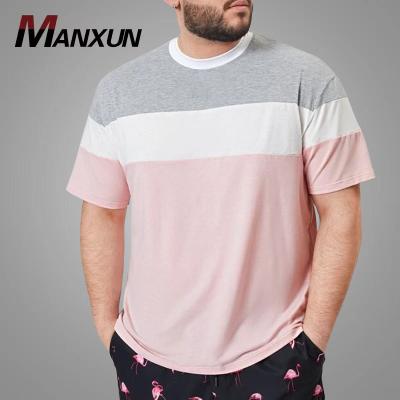 China Anti-Pilling Anti-Pilling Plus Customized Sizes Men Color Block Neck Mock Tee Casual Round Collar Men's T-Shirts Drops Shoulder Short Sleeve T-Shirt for sale