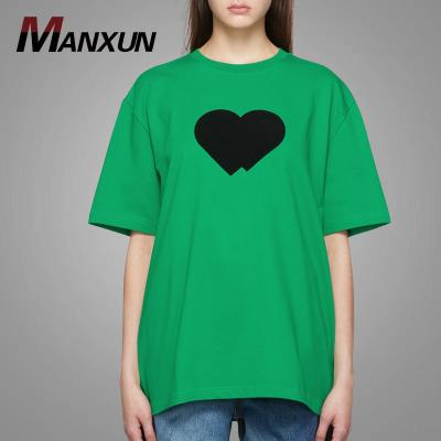 China New Design Heart Anti-Pilling Graphic Women's T-Shirts Plus Size T-shirts Women Summer Ladies Casual Green Shirts Fashion for sale