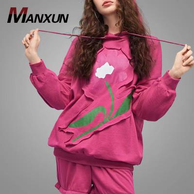 China Premium Anti-Wrinkle Anti-Wrinkle Plus Size Women Hoodie Sweatshirt Youth Flower Printed Fleece Spring Oversized Sport Top Clothing for sale