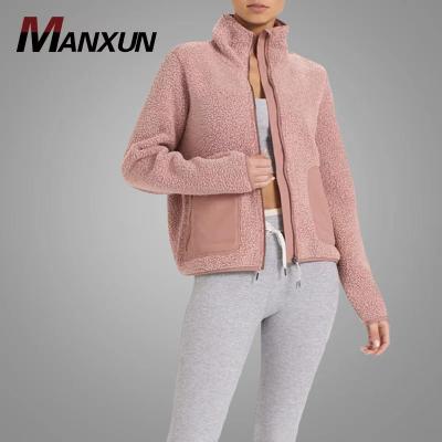 China Customized Raincoat Simple Style Sherpa Jacket Warm Full Cover Zipper Fleece Waterproof Women Coat Soft Outdoor Oversized Short Women Clothing for sale