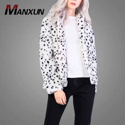 China 2021 New Arrivals Faux Fur Coat Women Winter Fleece Hooded Coat Anti-Shrink Dalmatian Short Jackets Completely for sale