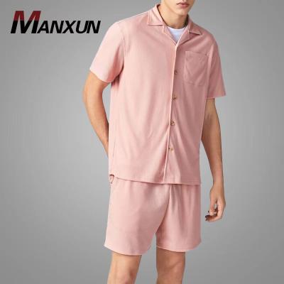 China Good Quality Anti Pilling Mens Anti Pilling Patch Pocket Shirt And Shorts Sets Casual Custom Mens Shorts Set Buttons Front Men Tracksuit Tracksuit for sale