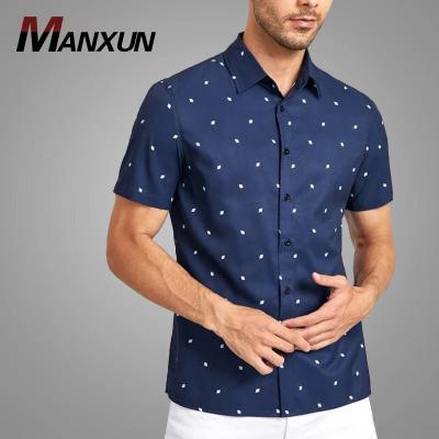 China Factory Wholesale Anti-pilling Men's Geo Print Shirt Plus Size Mens Shirts Button Front Hot Selling Geometric T-Shirt For Men for sale