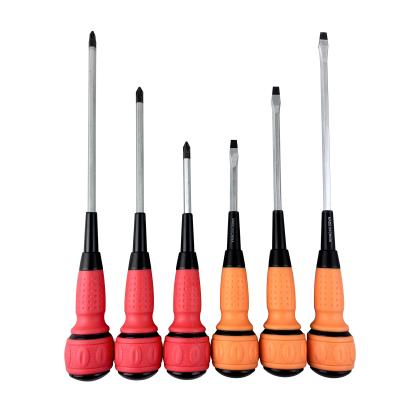 China Hot Selling Plastic PH and Phillips Screwdriver DIY Tool High Quality Flat Head Color PP+TPR Double Comfortable Handle Magnetic Screwdriver for sale