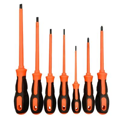 China Hot Sale Plastic #2208E 7pcs With Professional Voltage Tester Tools Dual Color Handle 1000V 8pcs Insulated Screwdriver Comfortable Set for sale