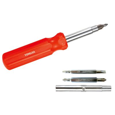 China Hot Sale Plastic 6 in-1 Screwdriver Bit Set with Big Torque Handle Screwdriver Set Tools #1001 Model -6 in 1 for sale