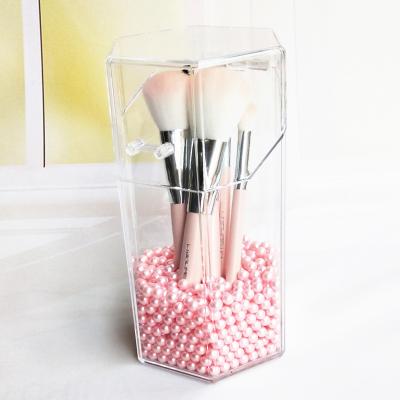 China Viable Plexiglass Acrylic Makeup Brush Holder With Lids Dustproof Acrylic Makeup Storage Box for sale