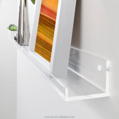 China Environmental Friendly New Design Wall Mounted Clear Acrylic Slatwall Book Shelves for sale