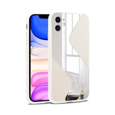 China 2020 Fashion New S Type Eco-friendly Snap-on Non-slip Mirror Tempered Glass Powder TPU Phone Case For vivo Y20 for sale