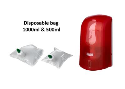 China Red Refillable Liquid Hand Soap Dispenser Kitchen With Disposable Bag for sale