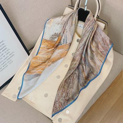 China Long Fashion custom digital double sided printed square silk scarf 100% pure silk scarf for sale