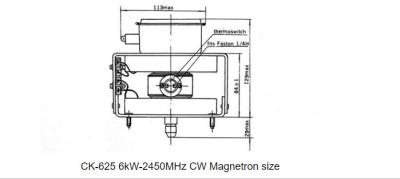 China Microonda 6kW del magnetrón de la onda continua del deshielo de la sinterización 7,2 kilovoltios en venta