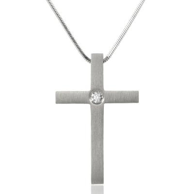 China CZ Laser Letter Cross Religious Titanium Crucifix Pendant Necklace Unisex Custom Jewelry For Men And Women With Snake Chain for sale