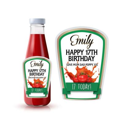 China Customized Custom Barbecue Labeling Jam Tomato Ketchup Sauce Bottle Private Labels for sale